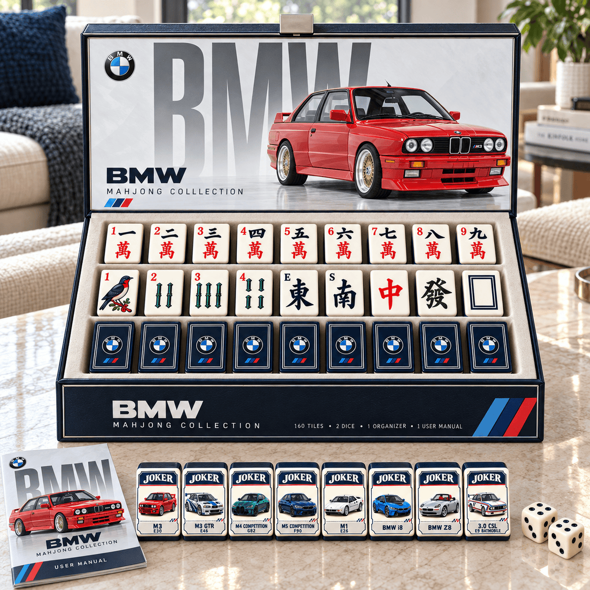Premium BW Mahjong Tiles Set TTMH