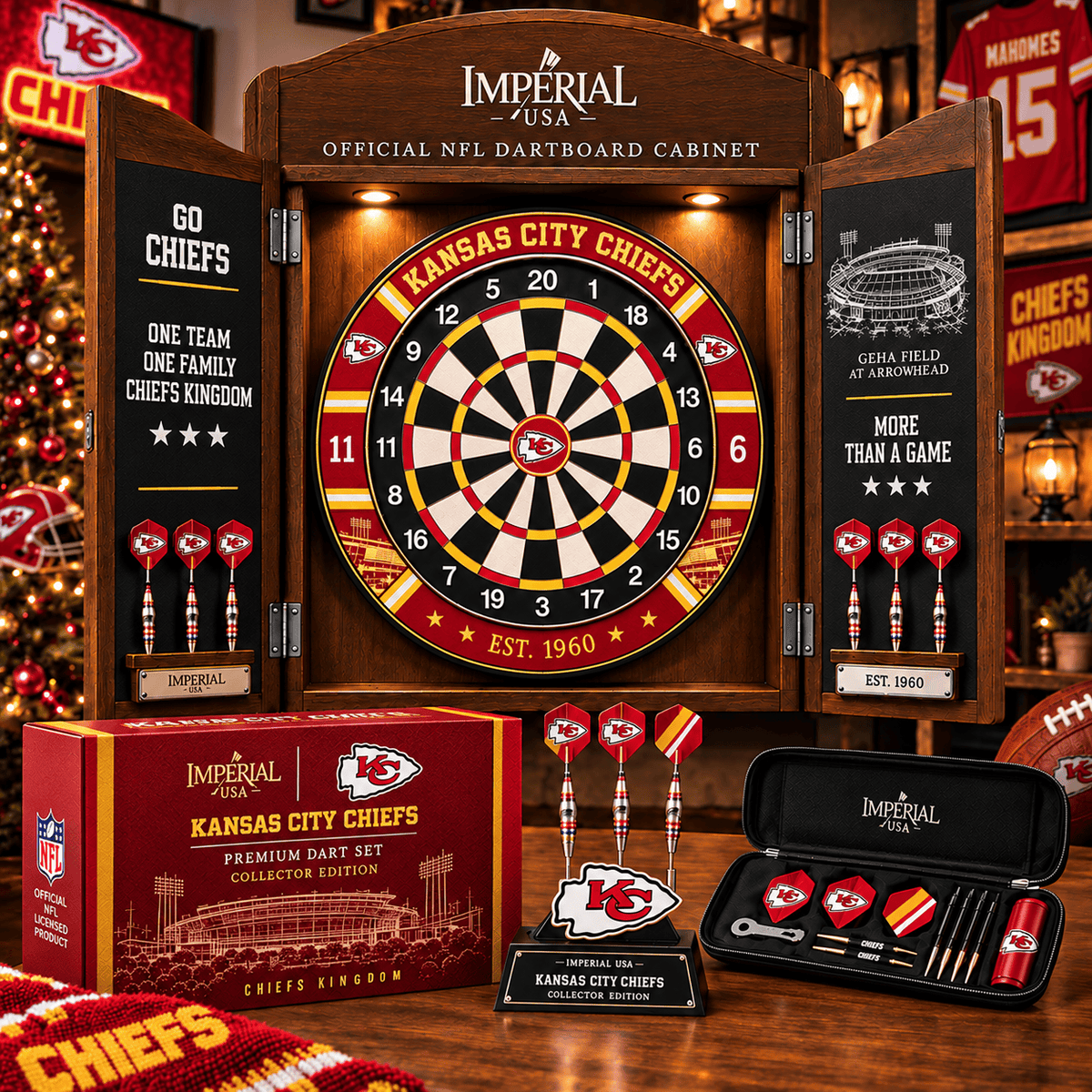 KCC Premium Dartboard Cabinet Set – Wall-Mounted Dart Game PNPA