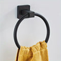 Wall Mounted Round Hand Towel Holder, Stainless Steel Matte Black Towel Ring, Bath Towel Holder Hangers for Bathroom, Kitchen