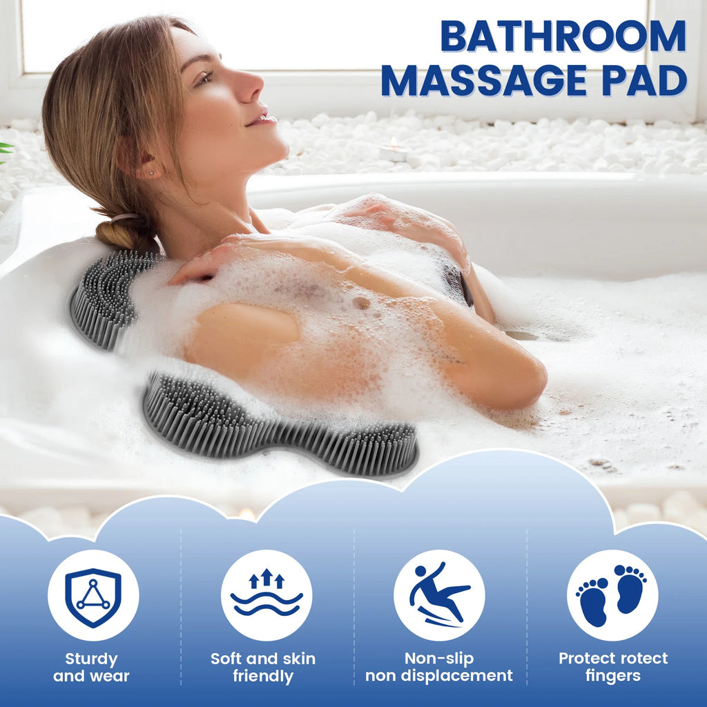 Body Shower Foot Scrubber Silicone Wall Mounted Rub Back Brush Non-slip with Suction Cup Bath Wash Foot Pad Massage Bathroom