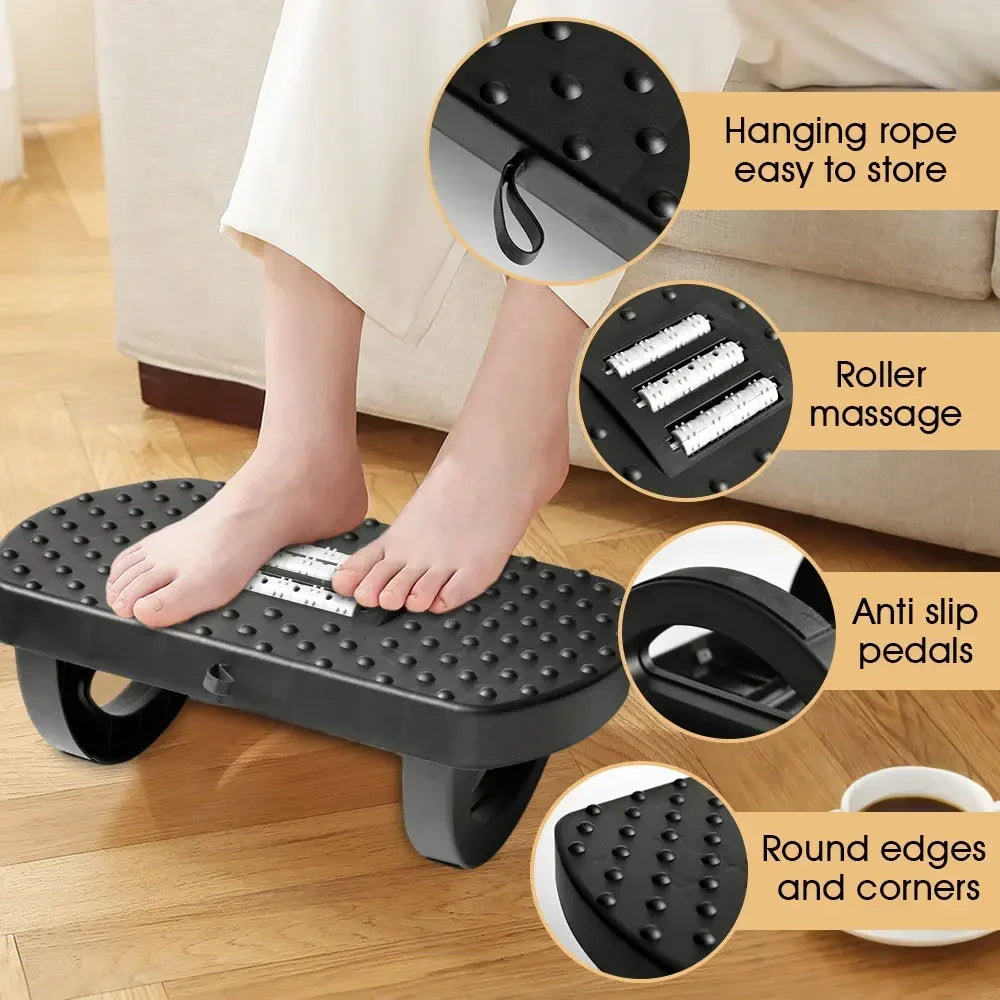 Bathroom & Toilet Use Ergonomic Footrest Stool with Massage Rollers , Non-Slip, Posture Correction for Kids & Adults Pain Relief